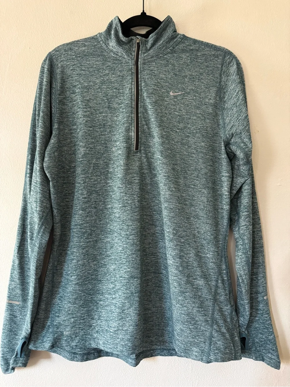 Nike Running Dri-FIT Women’s Heather Teal 1/2 Zip Long Sleeve Top Size Large